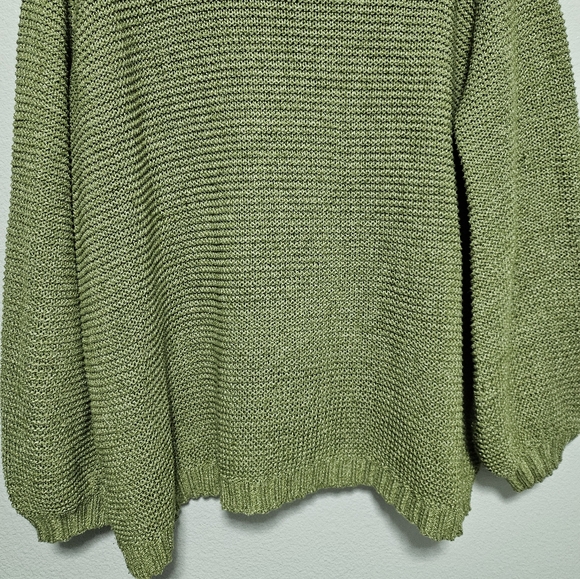 Easel Los Angeles Oversized Matcha Green Mock Neck Chunky Knit Sweater Size S/M - Picture 9 of 10